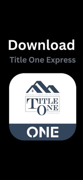 The Title One Express app open on a phone, showing its download screen and the Title One logo